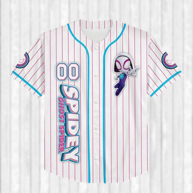 Custom Spider Gwen Purple Baseball Jersey, Gwen Stacy Spidey Baseball Shirt, Superhero Fans Jersey Team, Funny Spider Cartoon Shirt
