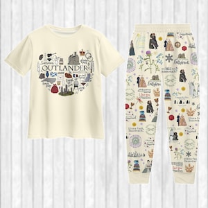Outlander Lallybroch Pajamas Set, Fraser&#39;s Ridge Tshirt, Retro TV Series Shirt Pants, Dinna Fash Sassenach Tee, Jamie Fraser Fan Gifts