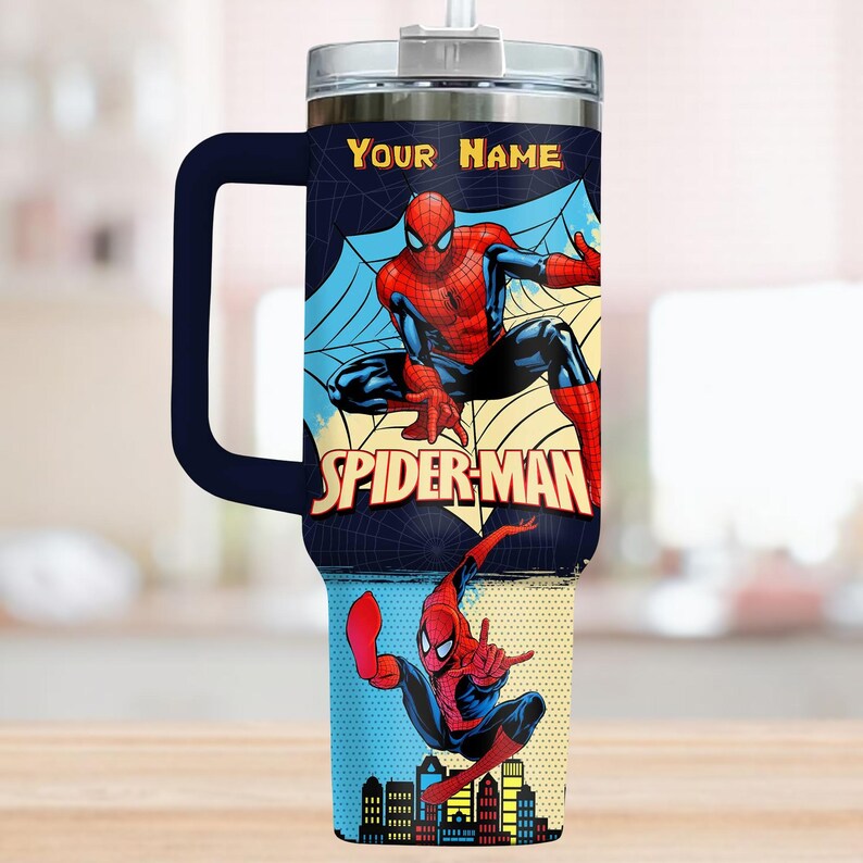 Personalized Spider-man Tumbler 40oz, Marvel Comic Insulated Tumbler, Marvel Avengers Team Tumbler, Funny Superhero Tumbler Cup