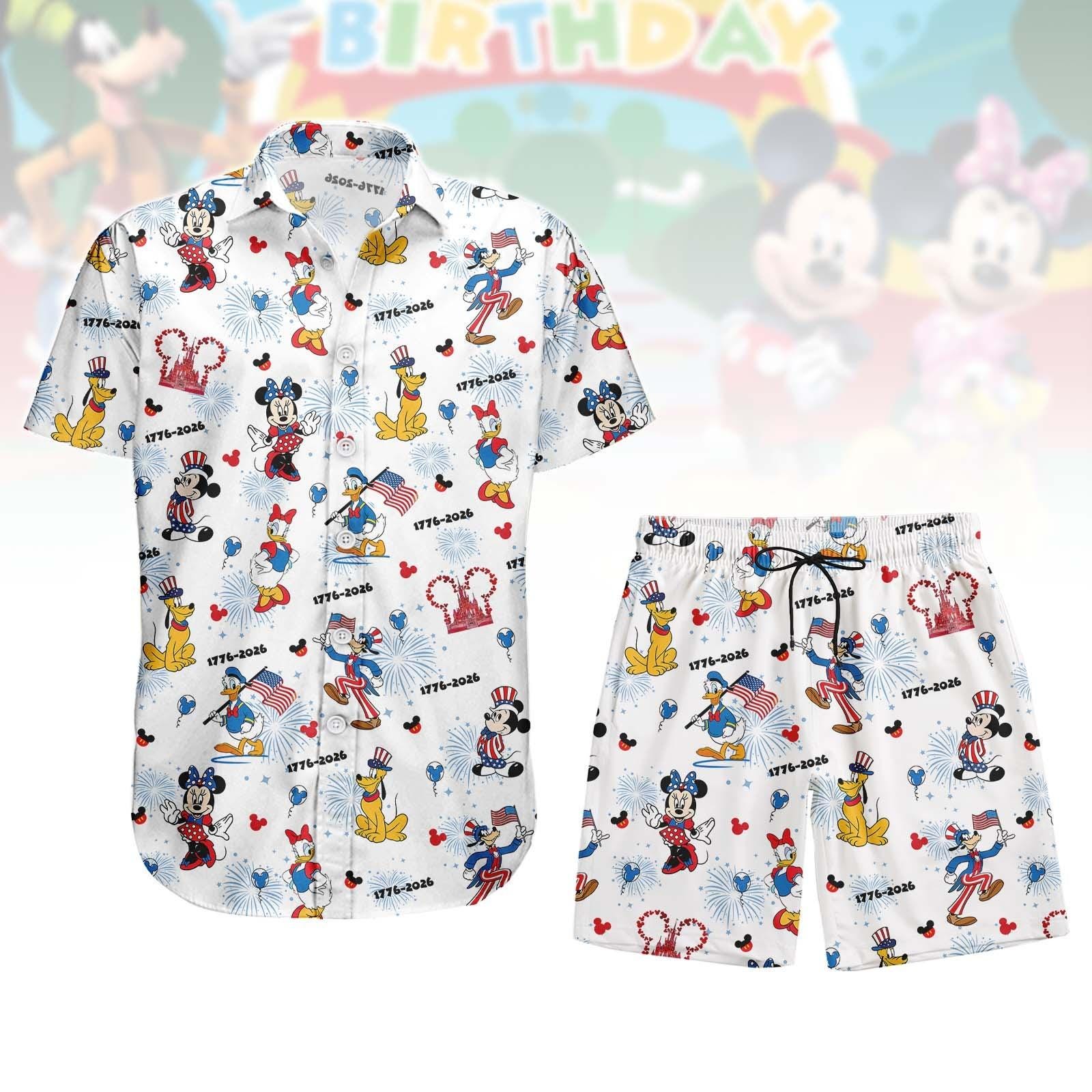 Discover Mickey And Friends 4th July Hawaiian Shirt, Disney American Button Shirt, Beach Shorts Men, Disney Independence Day Vacation Shirt