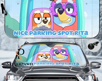 Bluey Auto Sunshade Car, Cartoon Auto Sunshade, Bluey Car Sunshade, Bluey Car Decoration, Bluey Lover, Auto Sun Shade, Car Screen Decor