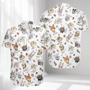 Disney Zootopia 2 Button Shirt, Funny Animal Kingdom Hawaiian Shirt, Nick Wilde And Judy Hopps Aloha Shirt, Summer Shorts Men
