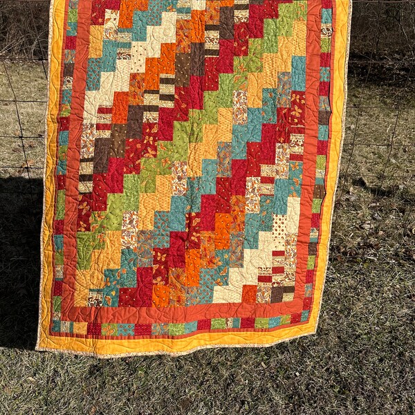 Autumn colors homemade Lap Quilt