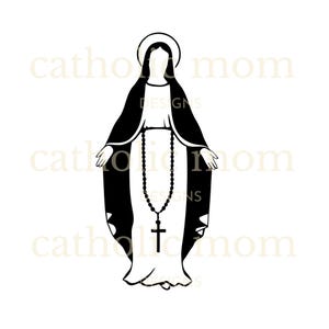 Clip art della Vergine Maria per Cricut SVG Regali cattolici, download digitale per realizzare opere d'arte della Beata Vergine Maria, magliette, tazze cattoliche