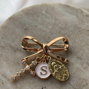 Custom Gold Baptism Pin | Virgin Mary Protection Pin | Catholic Baby Gift for Boys, Girls Baptism, First Communion, Baby announcements