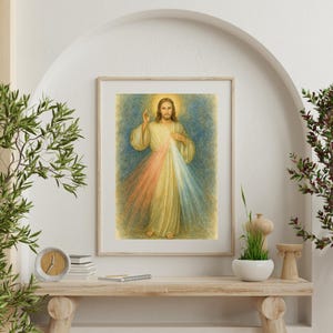 Divine Mercy Jesus Printable Wall Art 16x24, 12x18, Catholic Digital Download in 5 sizes, Faith-Based Decor, Religious Artwork, Priest gift