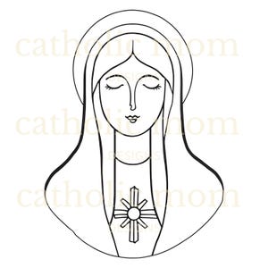 Imágenes prediseñadas de la Virgen María para Cricut SVG. Regalos católicos, descarga digital para crear arte de la Santísima Virgen María, camisetas, tazas católicas.