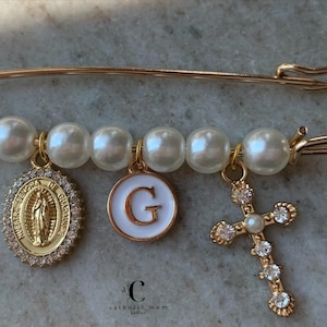 Gold Miraculous Medal Baptism Pin | Personalized Catholic Christening Keepsake | Baby Girl Gift