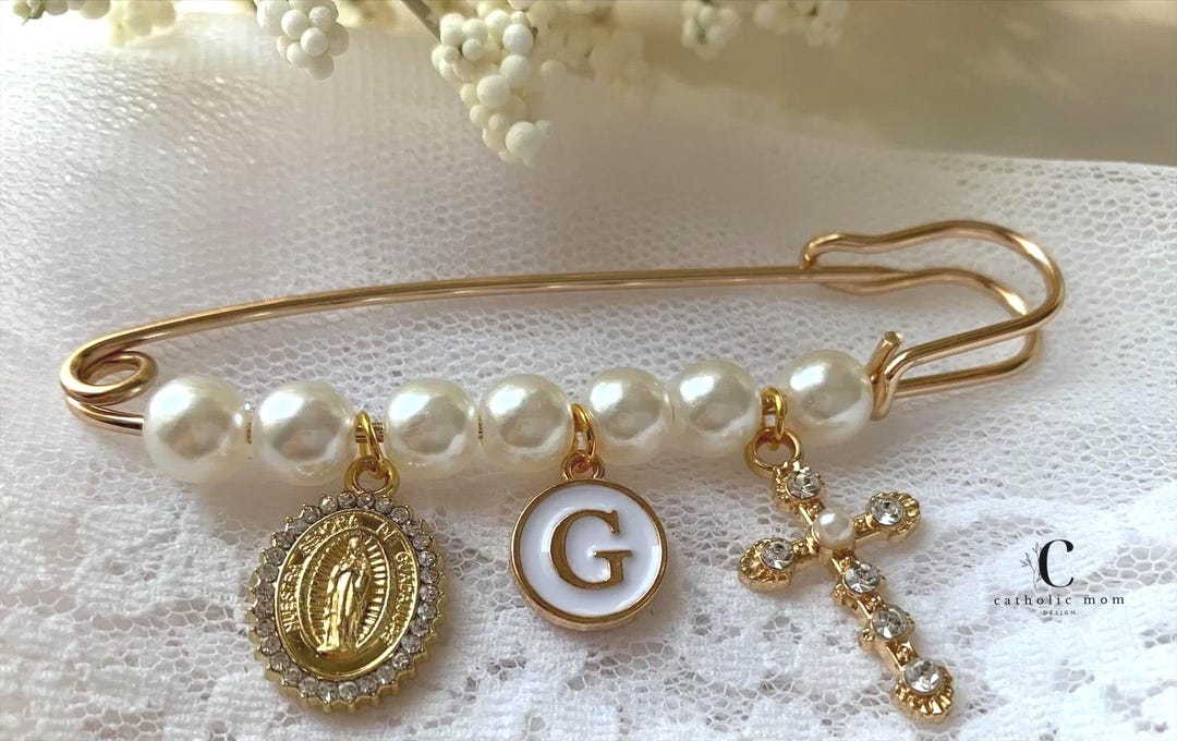 Catholic Baptism Keepsake Pin | Gold Christening Pin Personalized ...