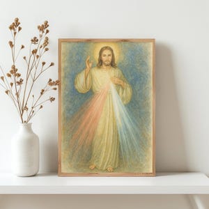 Divine Mercy Jesus Printable Wall Art 16x24, 12x18, Catholic Digital Download in 5 sizes, Faith-Based Decor, Religious Artwork, Priest gift