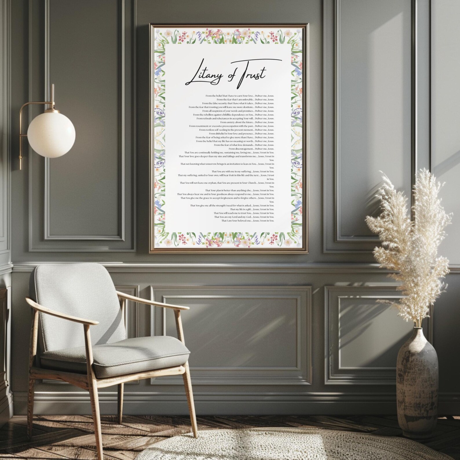 Litany of Trust Printable Wall Art, Catholic Prayer Print, Christian