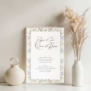 Regina Caeli Prayer Printable – Latin & English Catholic Wall Art, Easter Season Marian Prayer, Digital Download Religious Decor