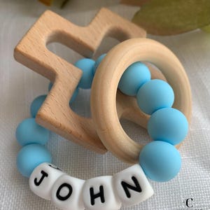 Baptism Gift: Personalized Silicone Rosary for Boys, Girls, Christening & First Communion Keepsake, Sensory Toy, Baby rattle, church toy
