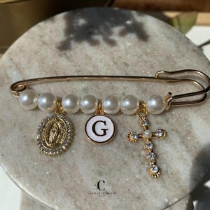 Personalized Baptism Pin | Gold Catholic Christening Pin | Baby Girl Baptism Keepsake Gift