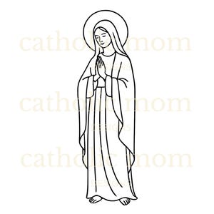 Clip art della Vergine Maria per Cricut SVG Regali cattolici, download digitale per realizzare opere d'arte della Beata Vergine Maria, magliette, tazze cattoliche