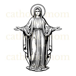 Clip art della Vergine Maria per Cricut SVG Regali cattolici, download digitale per realizzare opere d'arte della Beata Vergine Maria, magliette, tazze cattoliche