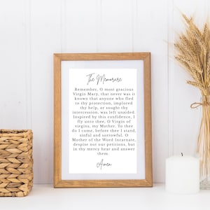 Printable Memorare Catholic Prayer Wall Art, Digital Download, Virgin Mary Religious Decor, Faith-Based Home Art, Priest gift for wedding