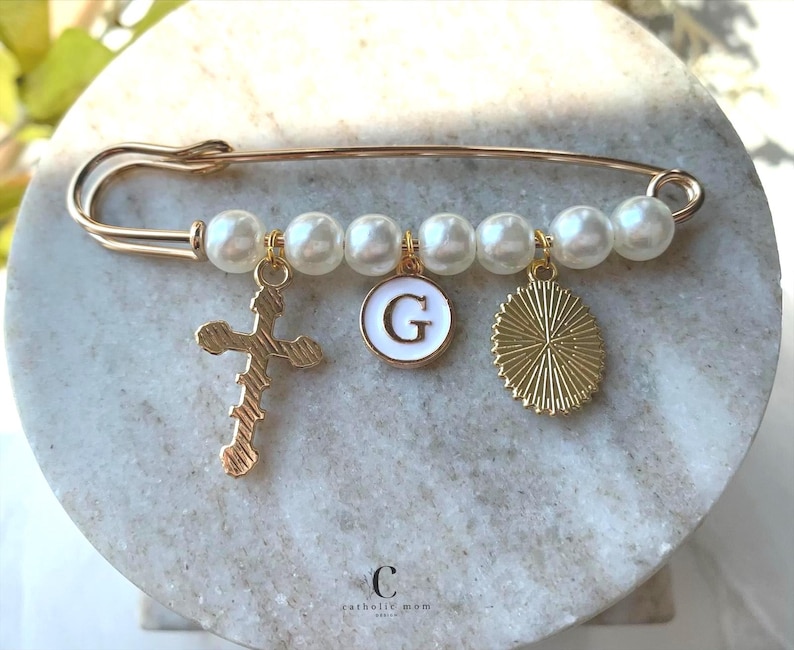 Catholic Baptism Keepsake Pin | Gold Christening Pin Personalized ...