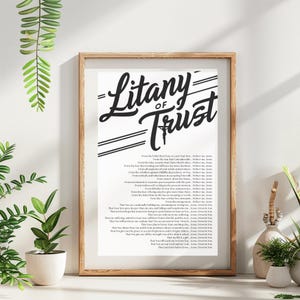 Litany of Trust Printable Wall Art, Catholic Prayer Print, Black and white Christian Home Decor vintage, Digital Download for Prayer, 5 JPGs