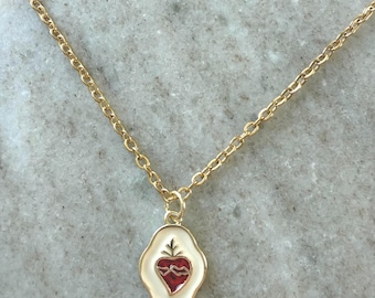 Sacred Heart Necklace, Catholic Necklace for Women, Gold Sacred Heart Pendant, First Communion Gift, Confirmation Jewelry