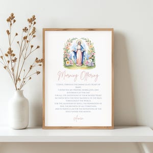 Morning Offering Prayer Printable | Catholic Digital Download | Marian Art | Jesus & Mary Wall Art | 8x10 Minimalist Modern Catholic Decor