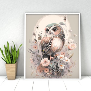 Paint by Numbers. Owl Bird. DIY Kit for Adult. Paint it Yourself. Acrylic Painting. Home Decor. Wall Art Decor. Color by Numbers.