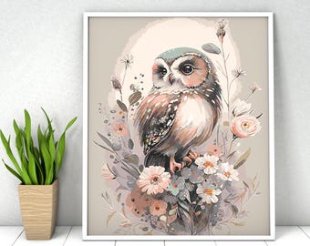 Kit de pintura por números de búho: pintura acrílica para armar, lienzo de 16x20 pulgadas.