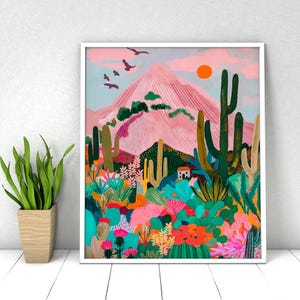 Abstract Cactus Landscape Paint by Numbers Kit: DIY Acrylic Painting