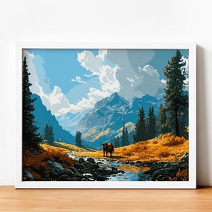 Mountain Forest Landscape Paint by Numbers DIY Kit (20x16 in)
