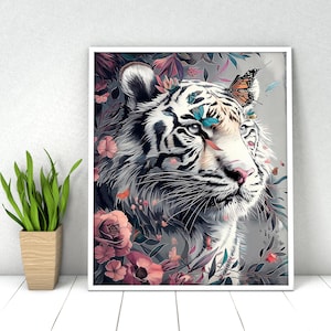 Tiger Paint by Numbers Kit: DIY Acrylic Painting, Jungle Theme (16x20 inches, Without Frame)