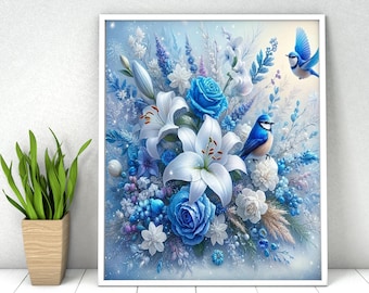 Flowers Paint by Numbers Kit: DIY Acrylic Painting, Relaxing Art (16x20 inches)