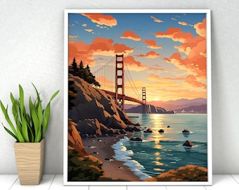 Paint by Numbers Kit: Golden Gate Bridge San Francisco , DIY Art (16x20)