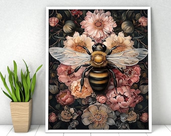 Bee Paint by Numbers Kit: DIY Acrylic Painting, Home Wall Art