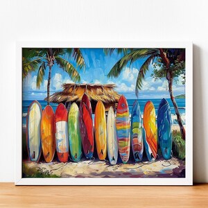 Paint by Numbers. DIY Kit for Adult. Surfboards Ocean Beach. Paint it Yourself. Acrylic Painting. Home Decor. Wall Art Decor. Relaxing Art.