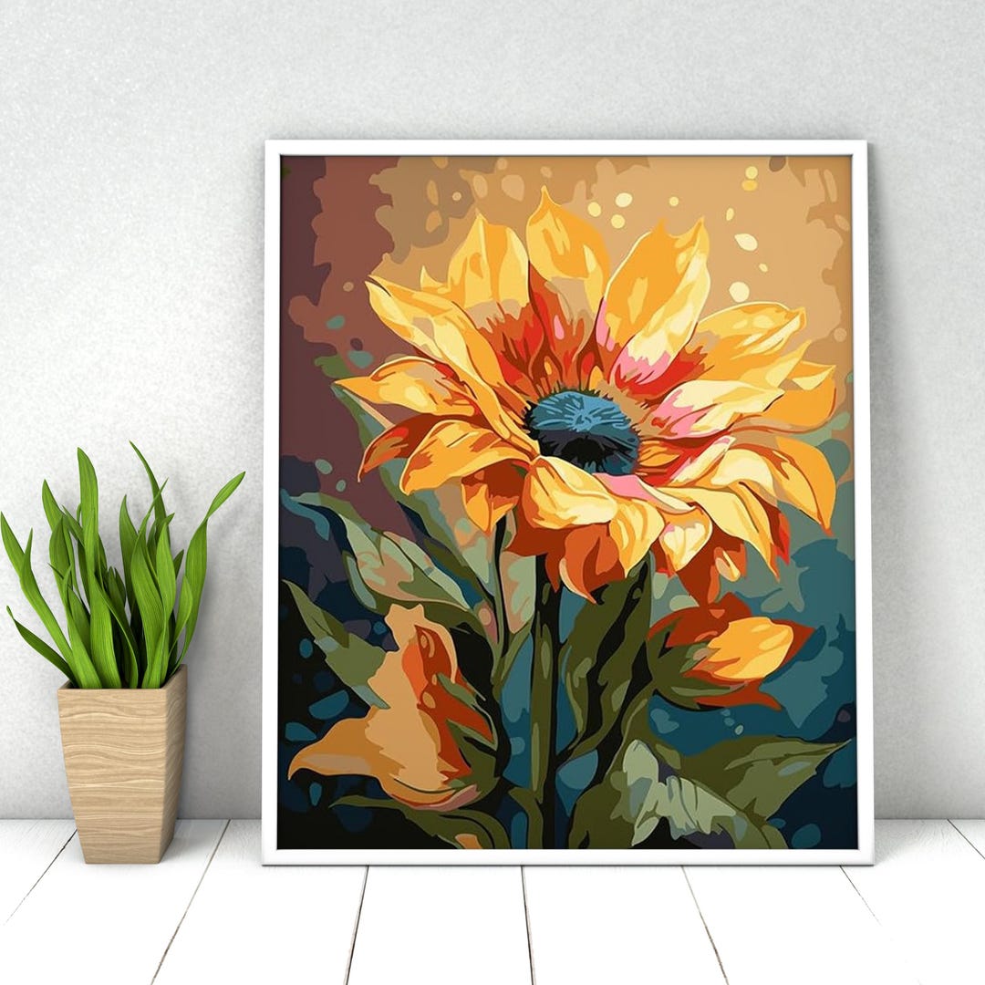 Sunflower Paint by Numbers: DIY Kit for Adult, Acrylic Painting. - Etsy