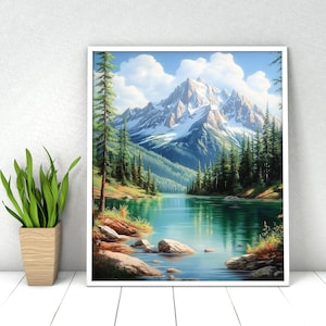 Mountain River Paint by Numbers Kit: DIY Acrylic Landscape (16x20 in)