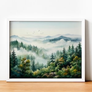 Foggy Mountain Landscape Paint by Numbers DIY Kit (20x16 in)