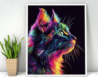 Cat Paint by Number Kit: DIY Acrylic Painting for Adults