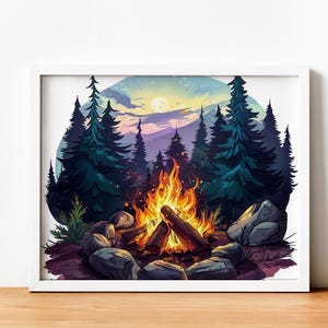Bonfire Paint by Numbers Kit: Mountain Forest, Landscape DIY Acrylic Painting
