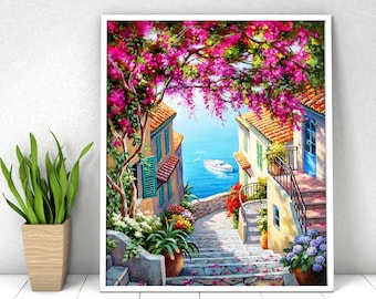 Cinque Terre Italy Paint by Numbers Kit: DIY Acrylic Landscape (16x20 in)