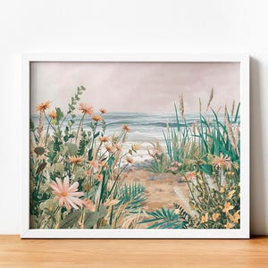 Sea Paint by Numbers. DIY Kit for Adult. Flowers Sea Beach Landscape. Paint it Yourself. Acrylic Painting. Home Decor. Wall Art Decor.