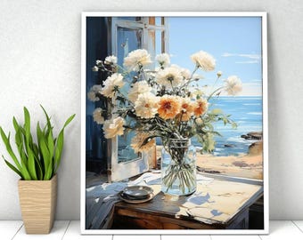 DIY Paint by Numbers Kit: Floral Bouquet in Vase, Acrylic Painting