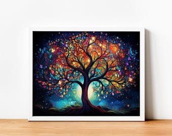 Night Tree of Life Paint by Numbers Kit: DIY Acrylic Painting, 20x16 in