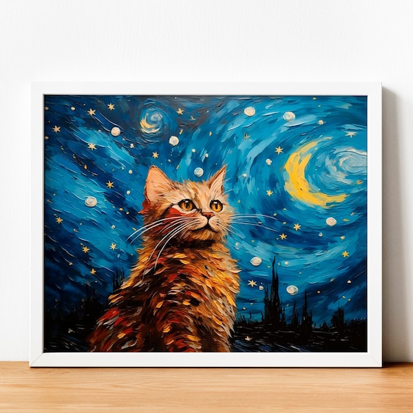 Cat Paint by Numbers. DIY Kit for Adult. Cat Night City. Paint it Yourself. Acrylic Painting. Home Decor. Wall Art Decor.