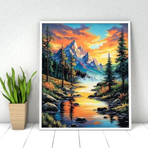 Forest Landscape Paint by Numbers DIY Kit - Acrylic Painting (20x16 in)