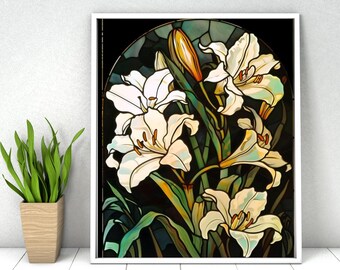 White Lilies Paint by Numbers Kit: DIY Acrylic Painting, 16x20 inches