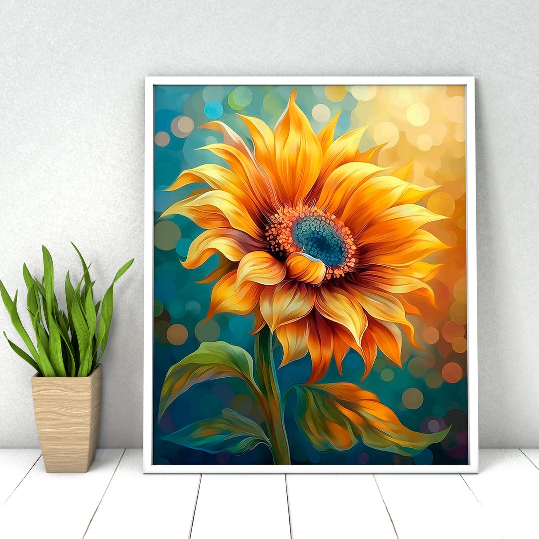 Sunflower Paint by Numbers Kit: Vibrant DIY Acrylic Painting (16x20 In ...