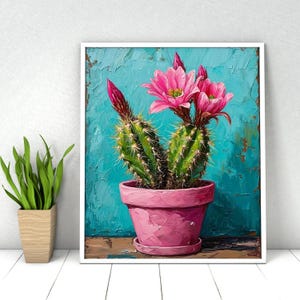Paint by Numbers Kit: Blooming Cactus, DIY Kit for Adult (16x20in)