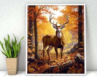 Deer Paint by Numbers Kit: Wildlife Acrylic Painting DIY Home Decor