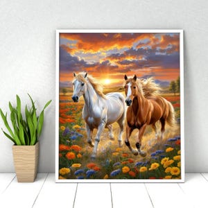 Horse Paint by Numbers Kit: DIY Acrylic Painting, Wall Art Decor
